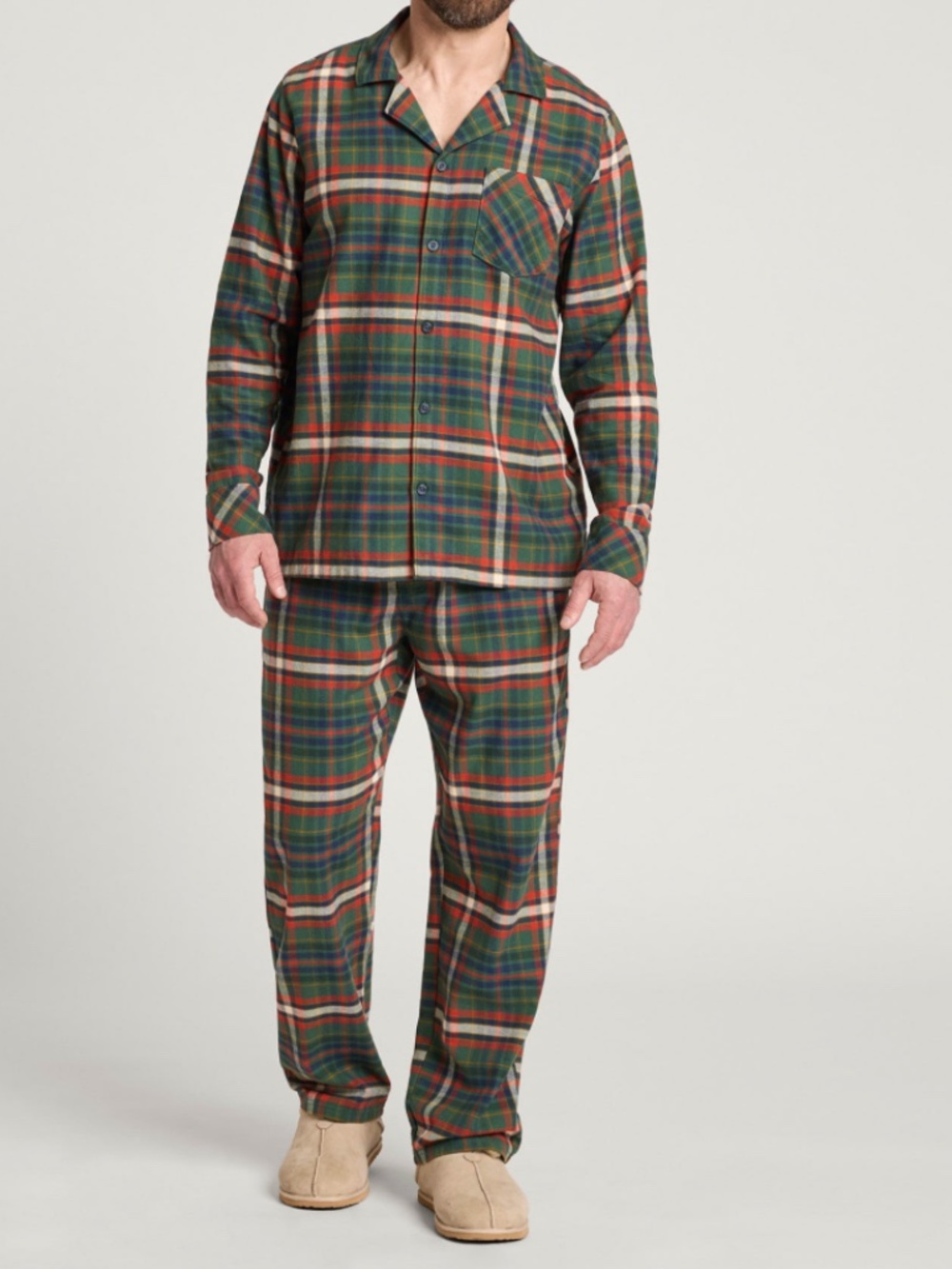 Gently Used! Men's Pendleton Green Plaid Flannel Cotton Pajama Set Size Large